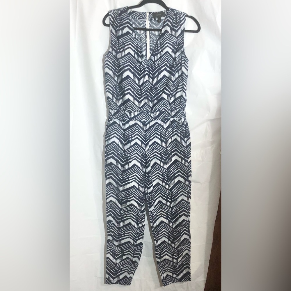 J Crew Linen Jumpsuit Sz 00 Romper Elastic Back Waist Pockets Stretch Organic